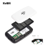 2400Mah US/EU/AS version High Speed KuWFi WiFi 150Mbps LTE Dongle With Sim Card Slot 4g Pocket Router Wifi Hotspo