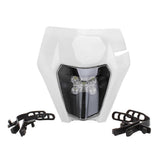(White) LED Motorcycle Headlight Dirt Bike DRL Headlamp with Bezel for EX-C S-XF EX-C