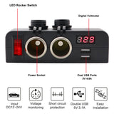 DIY USB 3.1A Charger Dual Cigarette Lighter Socket Splitter Voltmeter On/Off Switch for Car Rv Truck Marine Boat Camper