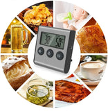 Kitchen Digital Thermometer BBQ Oven Meat Grill Timer Function Heat Meter Home Baking Household Cooking Temp Gauge Probe