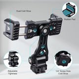 Tripod Mount Clip Metal Phone Holder Clamp with Cold Shoe Arca 360 Rotatable for Live Photography Vlog for Canon Sony Dslr