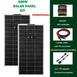300W Panel 12V to 110V/220V 3000W Pure Sine Wave Inverter Solar System Kit Battery Charger Complete Power Generation