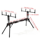 Adjustable Retractable Carp Rod Holder Foldable Fishing Pole Pod Stand with Carry Case