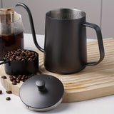 1pc Hand Brewing Pot With Lid, Stainless Steel Hanging Ear Coffee Pot, Coffee Filter, Long Mouth And Narrow Mouth Pot