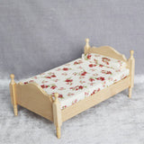 Dollhouse Miniatures Bedroom Wooden Single Bed for 1/12 Doll House Decor Furniture