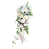 Wedding Bridal Bouquet Artificial Waterfall Callalily Long Ribbon Holding Flower
