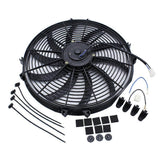 Car Slim Push Pull Electric Engine Cooling Fan 12V with Mounting Kit 16 inch