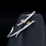 Silver fan bird branch s925 silver bracelet women