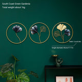 3pcs European Style Iron Art Ginkgo Wall Hanging, Wall Modern Fashion Hanging Ornaments, Iron Metal Wall Hanging, Home Living Room Bedroom Nursery Room Wall Decoration, Painting Wall Stickers