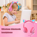 Cat Ear Headphone Girl Cute Kids Headset children's Bluetooth Headphones With Microphone for Early Education Headset