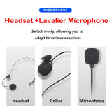 Portable UHF Wireless Headset Microphone+Lavalier Mic System Teaching Speech Interview Vlog Live Recording