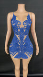 Host's temperament formal with waist cinched suspender for slimming effect, mesh perspective full diamond sexy zipper dress
