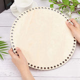3PCS 30Cm Natural Wooden Basket With Hole,Circle Blank Wood Base For DIY Knitting Crochet Bag Bottom Shaper Craft