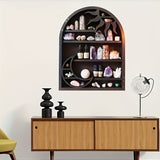 Bohemian style floating wall frames, sun moon crystal display racks, and artificial wood Arlene walls