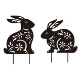 2Pcs Bunny Garden Stakes Metal Bunny Stakes Metal Garden Decor