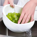 Clean the plastic bowl of rice with a filter, 1 unit, effectively cleaning small grains and kitchen utensils