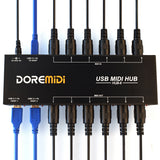 Doremidi Hub-8 6X6 Midi Interface Host X2 for Midi Keyboard Piano Keyboard Instrument Cable Midi Hub Box 96 Channels