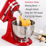 4.5 & 5 QT Stainless Steel Mixer Stand Mixers,Strong and Durable Replacement Bowl for KitchenAid