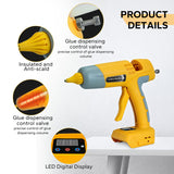 100W Cordless with 10pcs 11mm Stic Hot Melt Glue Gun for /Milwaukee/Makita/Bosch 18V Battery (No Battery)