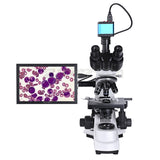 Professional Lab Biological HD Trinocular Microscope Zoom 2500X 2/16MP Electronic Digital Camera USB HDMI VAG + 10-inch LCD