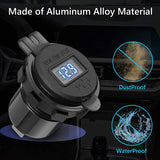 Quick Charge Car Dual USB Charger Socket Auto Adapter QC3.0 36W Waterproof with Voltmeter Switch for 12V/24V Motorcycle ATV RV