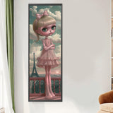 5D DIY Full Round Drill Diamond Painting Girl Eiffel Tower Art Craft 30x90cm