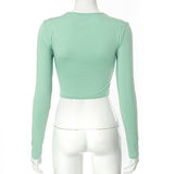 Fashion Solid Color Twisted Navel Versatile Slimming Slim Top