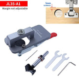 35mm Concealed Hinge Jig Kit Aluminum Cabinet Door Hinges Hole Drilling Jig with Forstner Bit Punch Locator for Woodworking