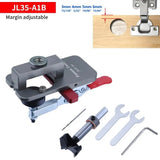 35mm Concealed Hinge Jig Kit Aluminum Cabinet Door Hinges Hole Drilling Jig with Forstner Bit Punch Locator for Woodworking