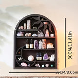 Bohemian style floating wall frames, sun moon crystal display racks, and artificial wood Arlene walls