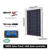 300W Solar Panel + 10A/20A/30A/40A/50A/60A/100A Charge Controller Set 12V Energy Charging Plate High Efficiency Power Bank