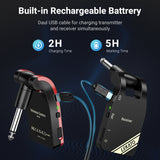 LEKATO Guitar System Rechargeable Audio Transmitter Receiver 2.4G Wireless Guitar Transmitter Receiver System for Guitar Bass