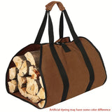 1pc, Firewood Carrier Wax Canvas Handbag - Firewood Log Carrier Heavy Duty Handbag Extra Large - Firewood Wax Canvas Wooden Carrier With Handle - Firewood Rack Indoor Fireplace Log Bag 97.79*45.97 Cm