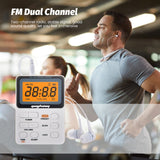 Portable Radio AM/FM Pocket Radio with Rechargeable Battery LED Display 3.5mm Earphone Support Manual/Auto Save Station