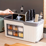 Organizer of multifunctional kitchen knife holder, oil, salt, sauce, and vinegar