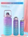 Sports threepiece gradient color frosted bouncing large capacity sports water bottle set cups