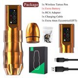 2023 New ArrivalGold Professiona Wireless Tattoo Machine Gun Pen Powerful Coreless Motor Digital LED Charge Battery For Body Art