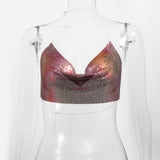 Sequined Personalized Metal Strap Top