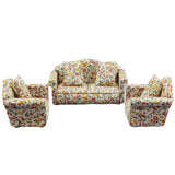 Mini Sofa, 1/12 Miniature Floral Sofas 3-Piece Sofa Set With 4 Pillows Dollhouse Furniture For Home Bedroom