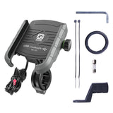 USB QC 3.0 36W Waterproof 12V/24V Motorcycle Phone Holder Mount on 22-32mm Handlebar Mirror Bar Fit 4-7 inch Cellphones