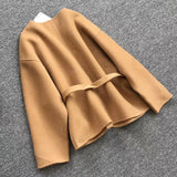 Double-sided woolen cross-tie coat