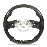 Car Racing Steering Wheel Red Stripe Flat Bottom D Type Racing Carbon Fiber Car Steering Wheel Comfortable Grasp for Vehicle