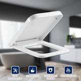 1pc Toilet Seat Cover, Bathroom Soft Close Elongated Shape Toilet Bowl Lid, Square Toilet Seat Ring