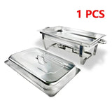 1Pcs 1/2/3 Grid Pans Rectangle Chafing Dish Stainless Steel Insulation Commercial Buffet Stove Food Warmer For Canteen Hotel
