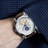 PINTIME Men's Watches Luxury Leather Strap Automatic Mechanical WristWatches 3D Dragon Emboss Business Waterproof Reloj Hombre