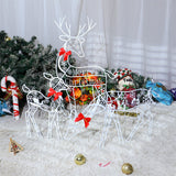 3PCS Handmake Iron Art Elk Deer Christmas Garden &LED Light Glowing Glitter Reindeer Xmas Home Outdoor Yard Ornament Decor