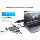 14 in 1 Hub Triple Display USB Docking Station with 2 4K HDMI VGA Gigabit Ethernet Power Delivery Type C Port hub