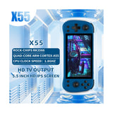 For POWKIDDY X55 Retro Game 16G+64G RK3566 5.5 INCH 1280X720 IPS Screen Open-Source ux Handheld Video Console