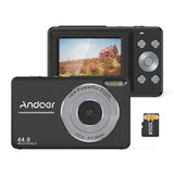 Andoer Portable 1080P Camera Video Camcorder 44MP Auto Focus 2.5 IPS Screen 16X Digital Zoom with 32GB Memory Card