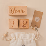 3 Piece Monthly Record Growth Block Wood Color Wooden Baby Photography Props Photo Milestone